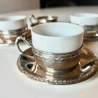 Set tazzine caffè porcellana e argento 800