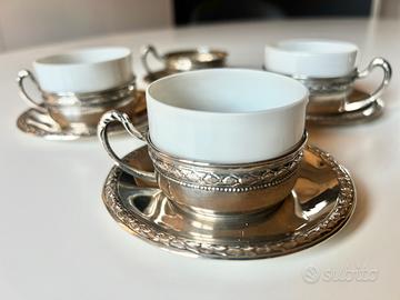 Set tazzine caffè porcellana e argento 800