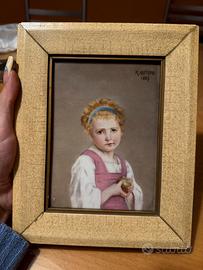 Miniatura Antica dipinta a mano su porcellana 1887