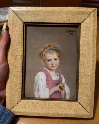 Miniatura Antica dipinta a mano su porcellana 1887
