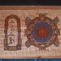 Quadro papiro egiziano Cancro zodiaco vintage 30cm
