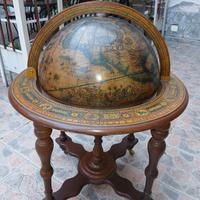 Mappamondo mobile bar legno intarsiato vintage 70'