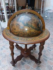 Mappamondo mobile bar legno intarsiato vintage 70'
