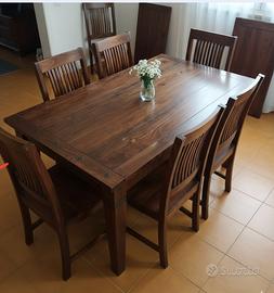 Tavolo in legno sedie e prolunghe
