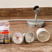 Lampada con 3 faretti da soffitto + lampadine LED