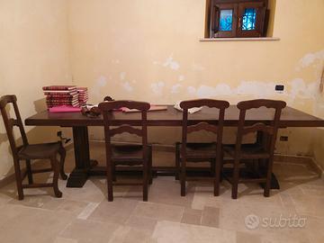 TAVOLO IN CASTAGNO MASSELLO + 10 SEDIE