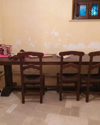 TAVOLO IN CASTAGNO MASSELLO + 10 SEDIE