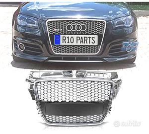 GRIGLIA AUDI A3 8P 8PA 08-12 LOOK RS CROMATO NERO