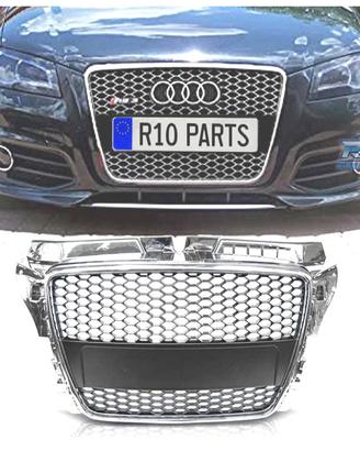 GRIGLIA AUDI A3 8P 8PA 08-12 LOOK RS CROMATO NERO