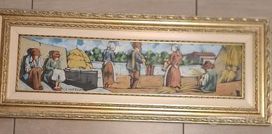 Quadro originale F. Matera "Scena Contadina" con C