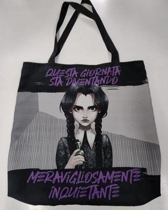 borsa in cotone di Mercoledì Addams 