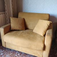 Poltrona letto scamosciata senape