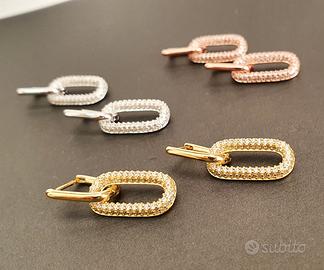 Orecchini Chain in Argento 925 e zirconi
