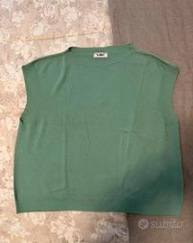 Gilet per in Maglia Verde Salvia Naf naf