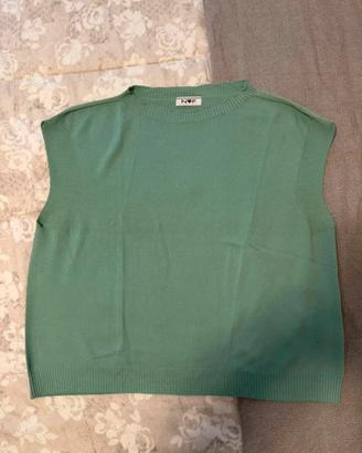 Gilet per in Maglia Verde Salvia Naf naf