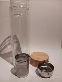 thermos borraccia vetro trasparente con infusore