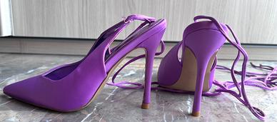 Décolleté viola tacco con lacci “Primadonna” N 36