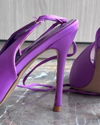 Décolleté viola tacco con lacci “Primadonna” N 36