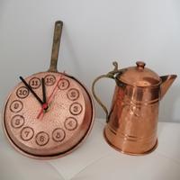 Caffetteria e orologio in rame anni 90"