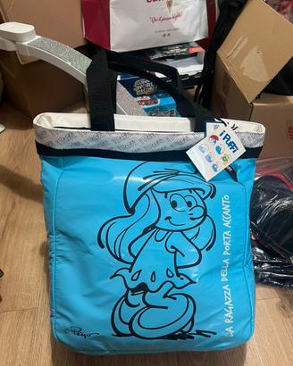 Borsa azzurra grande Puffi