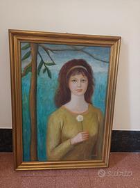 Quadro ragazza con fiore