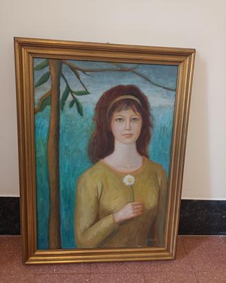 Quadro ragazza con fiore