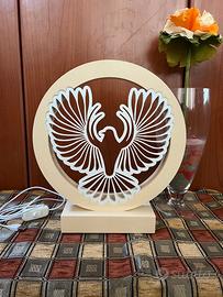 Lampada LED artigianale in legno Colomba