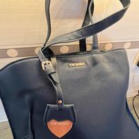 Borsa a spalla blu twin set