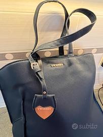 Borsa a spalla blu twin set