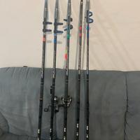 Serie canne in carbonio numerate dalla 1 alla 5