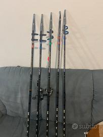 Serie canne in carbonio numerate dalla 1 alla 5