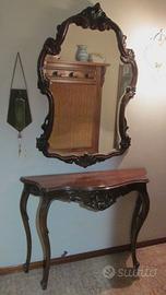 tavolo consolle con specchiera stile barocco