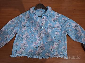 Giacca jeans Tezenis denim azzurro fiori rosa