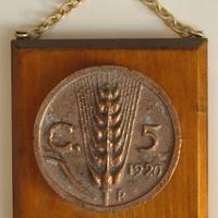 Riproduzione in bronzo 5 cent del 1920 diam cm. 10