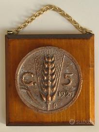 Riproduzione in bronzo 5 cent del 1920 diam cm. 10