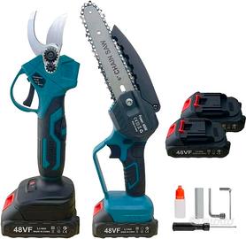 KIT 2  Forbice Cesoia Motosega 2 Batteria 48v 