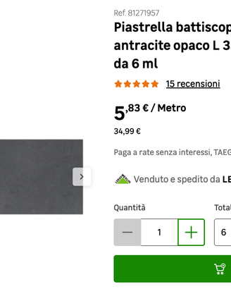 Battiscopa Grigio opaco in gres porcellanato