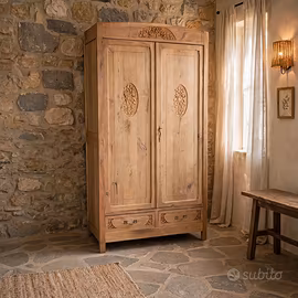 ARMADIO LIBERTY RESTAURATO LEGNO NATURALE GREZZO