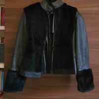 Giacca donna vera pelle e pelliccia lapin