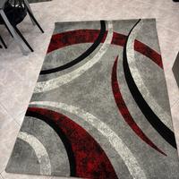 Tappeto moderno grigio e rosso