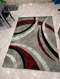 Tappeto moderno grigio e rosso