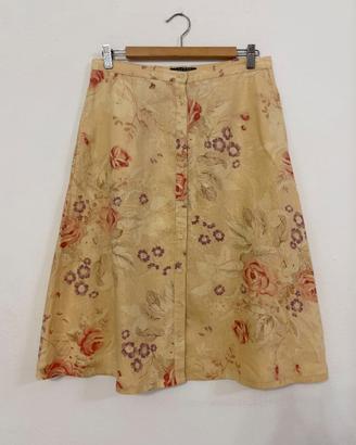 RALPH LAUREN Gonna beige rosa floreale, Lino