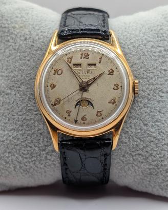 Orologio Silver Triple Calendar Fasi Lunari '50