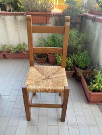 sedie in legno massello con seduta di paglia