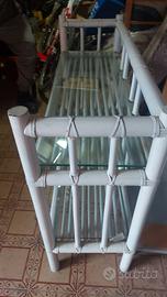 mobile portaoggetti legno midollino colore avorio