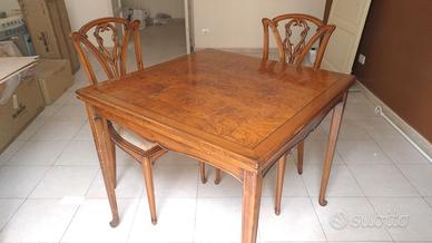Set tavolo 4 sedie massello stile liberty art decò