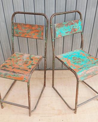 sedia industriale x2 Francia anni 50 impilabili 