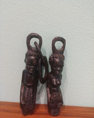 statuette etniche in legno africano 