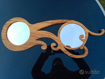 Specchio doppio legno di ulivo artigianale