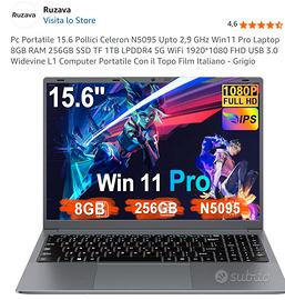 Ruzava Pc Portatile 15.6 Pollici

